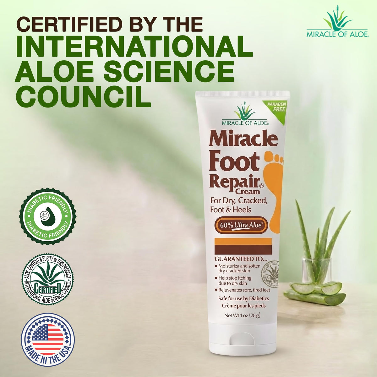 Miracle of Aloe Foot Repair Cream 100g tube with cap