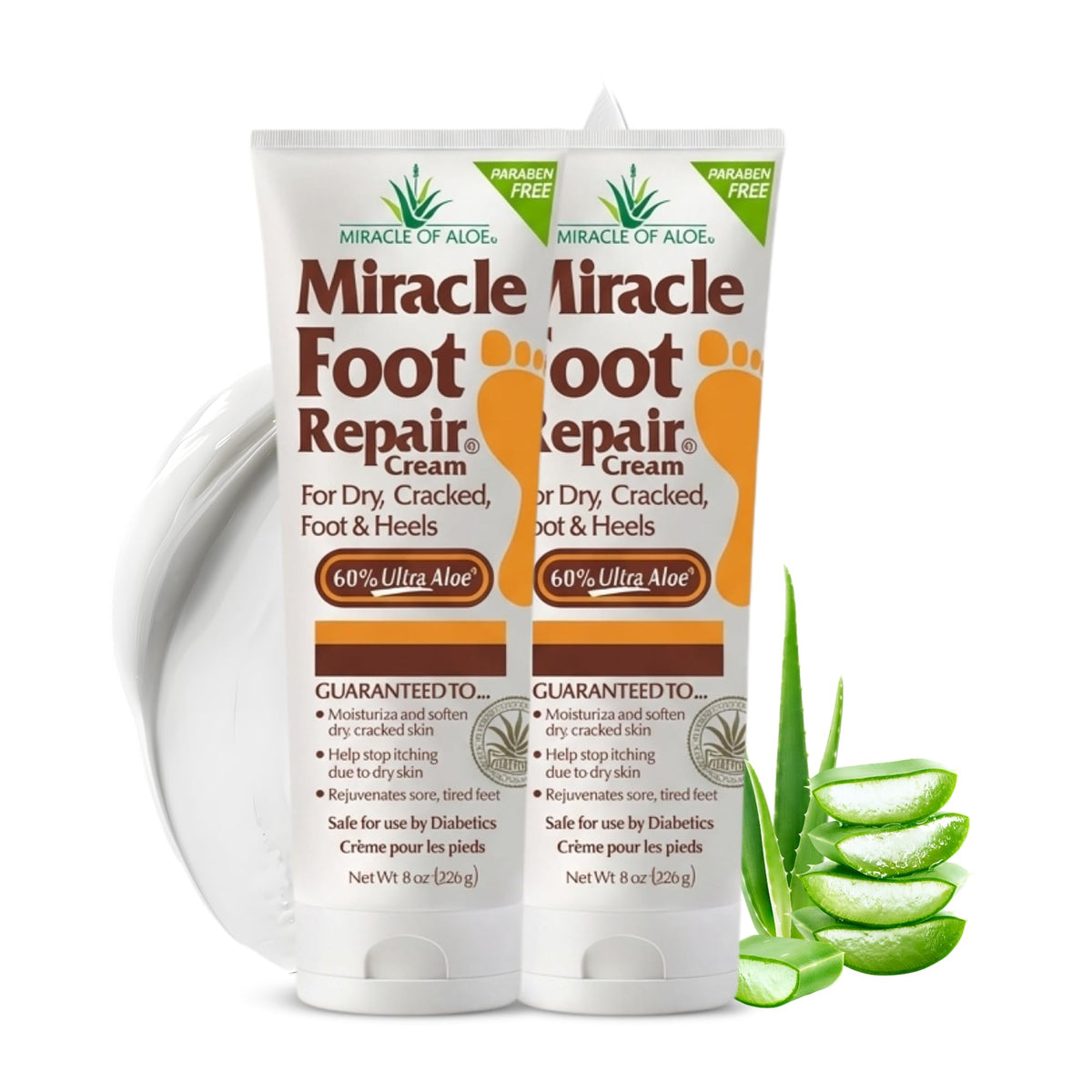 Miracle of Aloe Foot Repair Cream 8 Oz front view