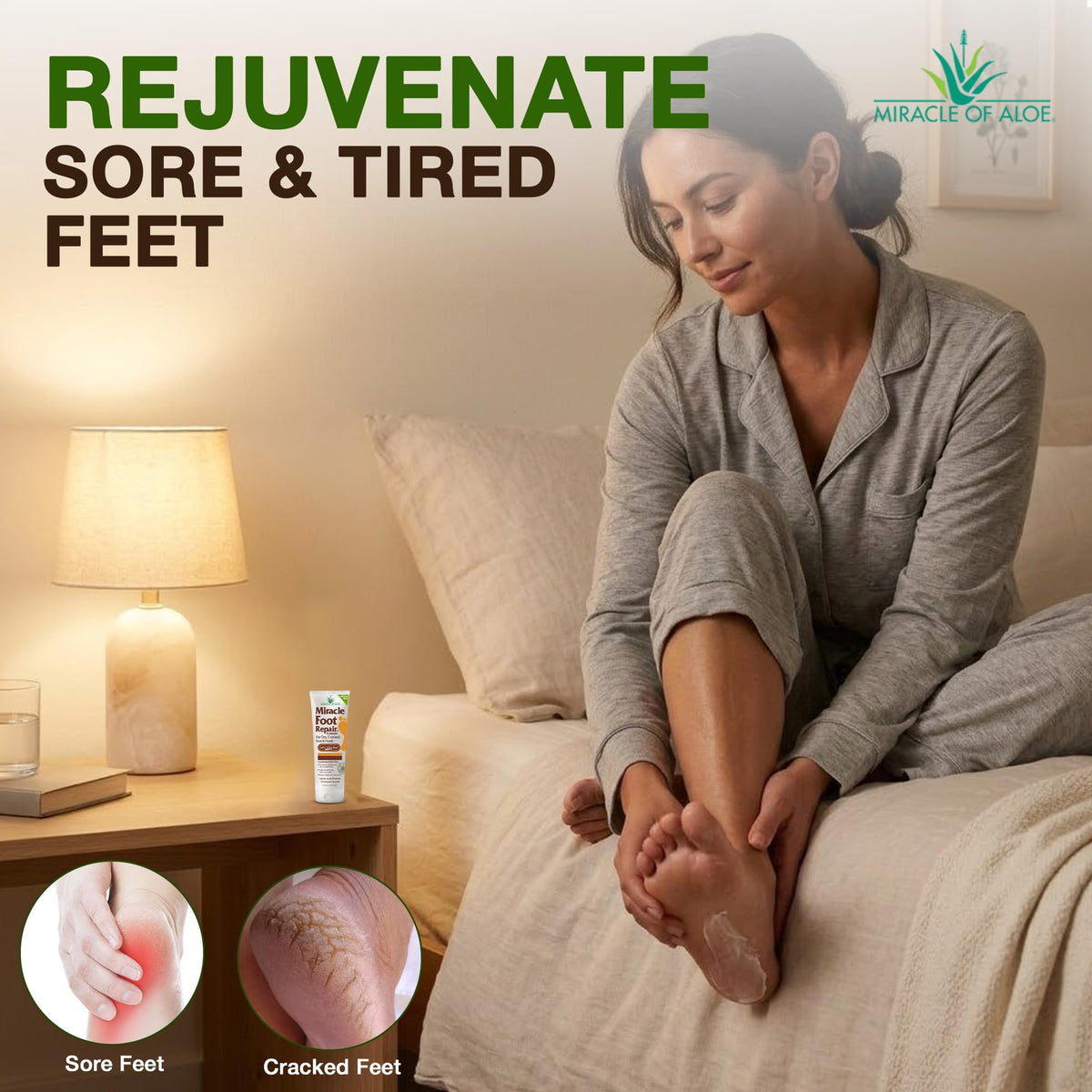 Miracle of Aloe Foot Repair Cream application on feet
