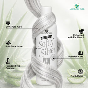 Miracle of Aloe Softly Silver Shampoo in use with lather