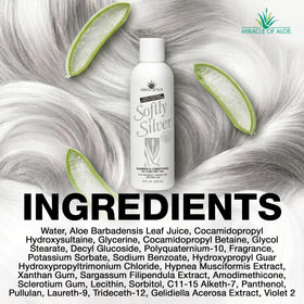 Miracle of Aloe Softly Silver Shampoo packaging close-up