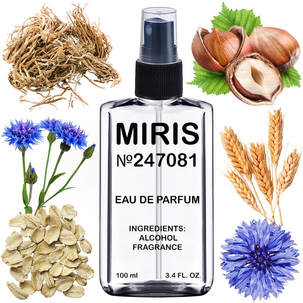 MIRIS Eau de Parfum 100ml front view with Oat and Cornflower design
