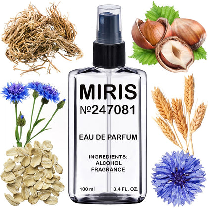 MIRIS Eau de Parfum 100ml front view with Oat and Cornflower design