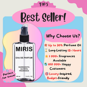 MIRIS Eau de Parfum 3.4 Fl Oz bottle on a table