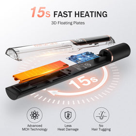 MiroPure Flat Iron Hair Straightener displaying LED temperature screen