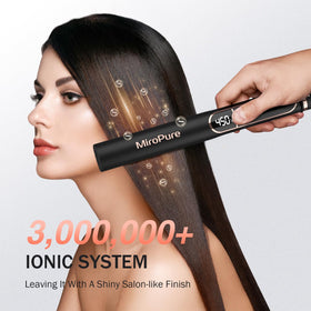 MiroPure Flat Iron Hair Straightener in use on straight hair