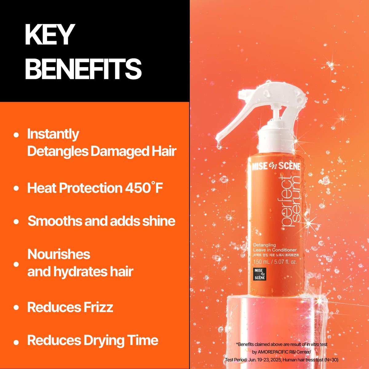 Mise En Scene Hair Mist 150ml back view showing ingredients