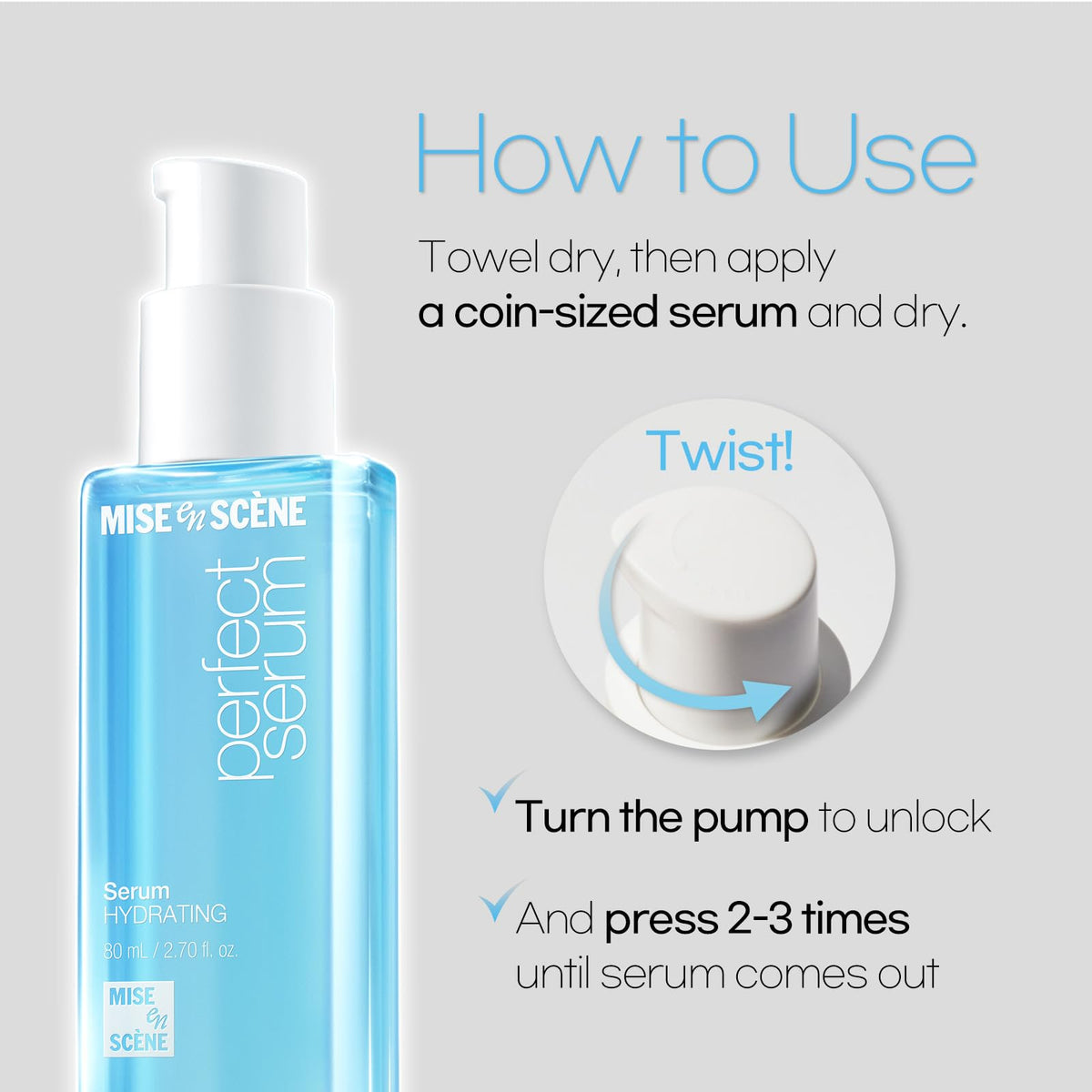 Mise En Scene Perfect Hydrating Serum on a bathroom shelf
