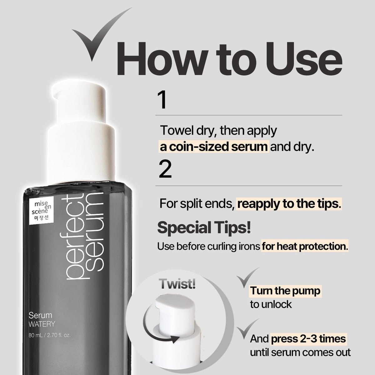 Mise En Scene Perfect Serum Watery Hair Oil with citrus fruits