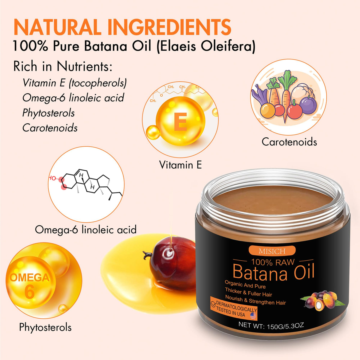 MISICH Raw Batana Oil ingredients list