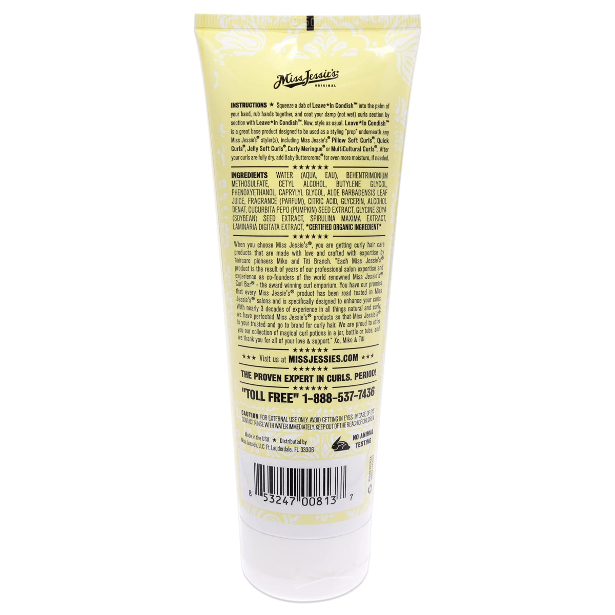 Miss Jessie's Leave In Condish Conditioner 8.5 oz packaging with ingredients