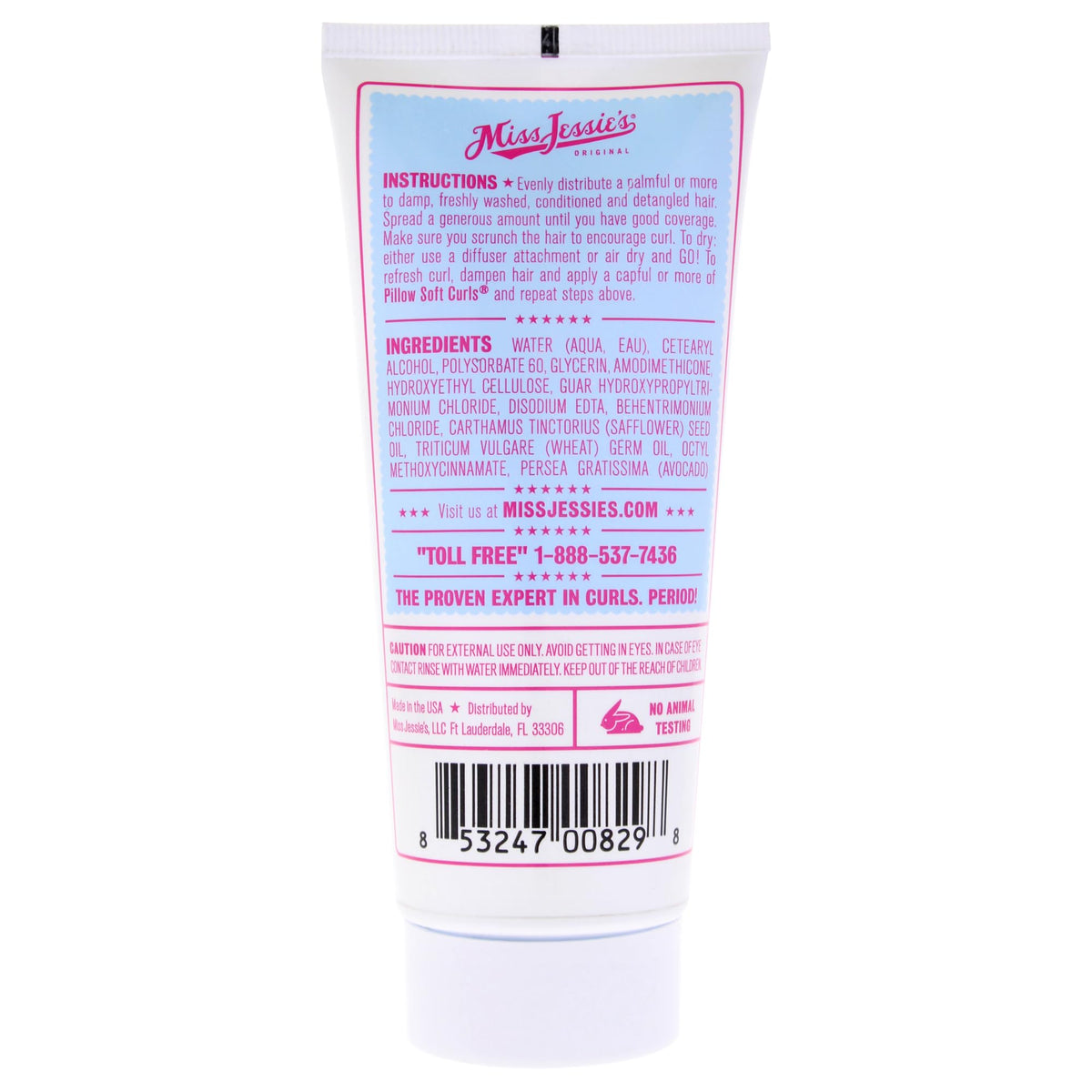 Miss Jessie's Pillow Soft Curls Lotion 3.4 oz back view with ingredients