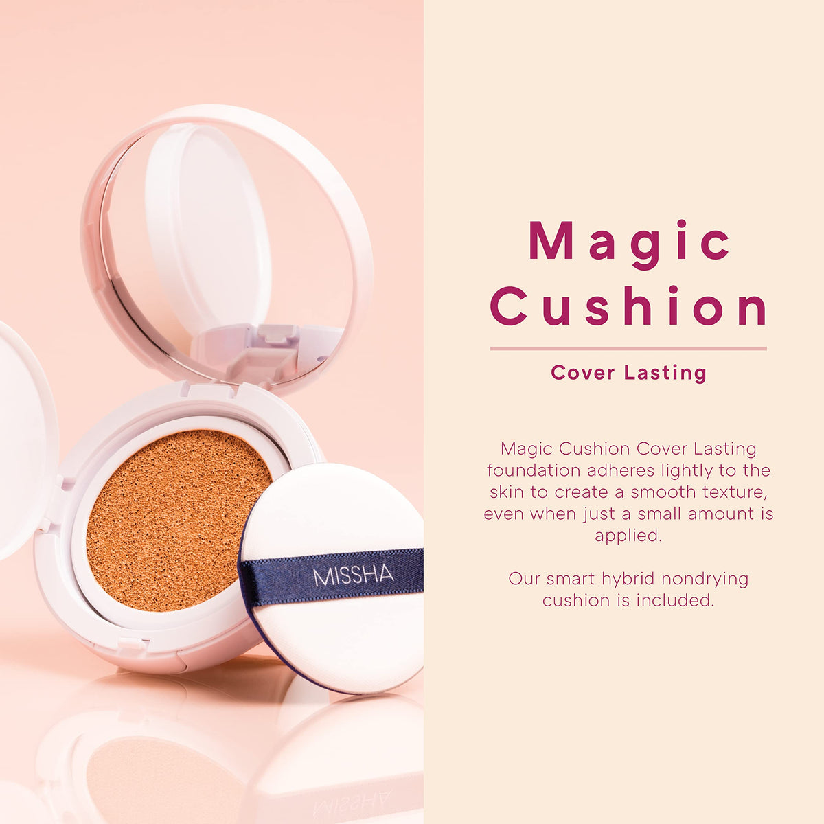 MISSHA Magic Cushion Foundation No.23 Natural Beige with sponge applicator