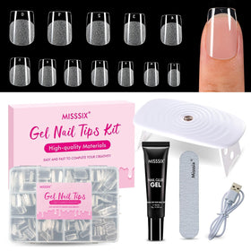 Misssix Extra Short Square Gel Nail Tips Kit with 216 pieces