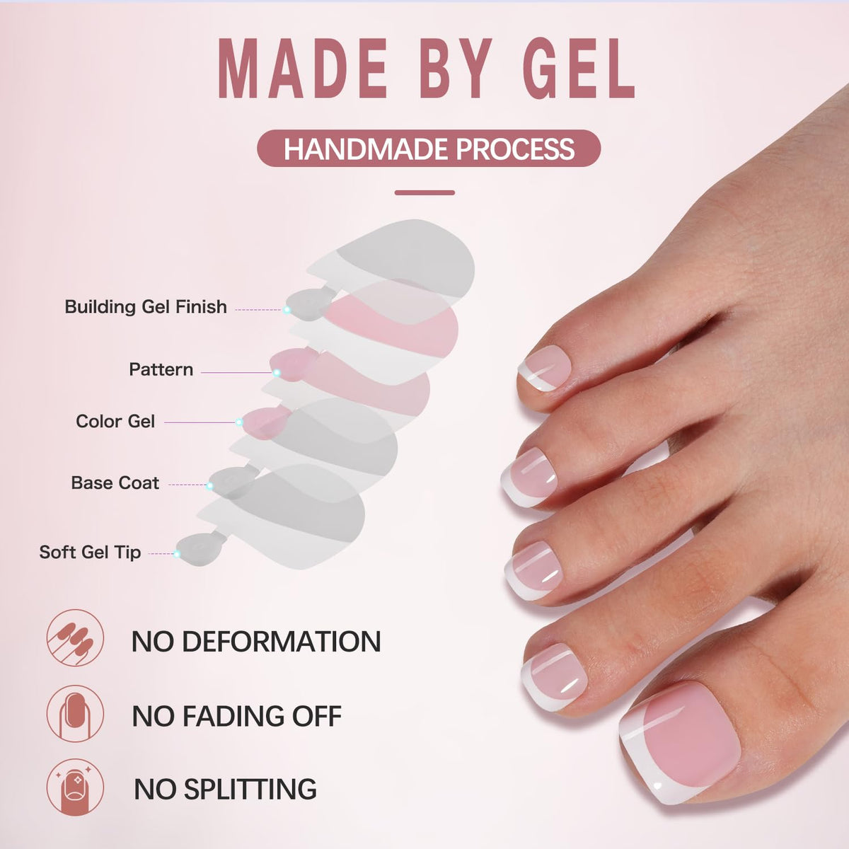Misssix Press on Toenails showing frosted matte texture