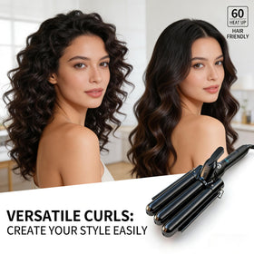Mistcado 3 Barrel Curling Iron in use creating wave curls