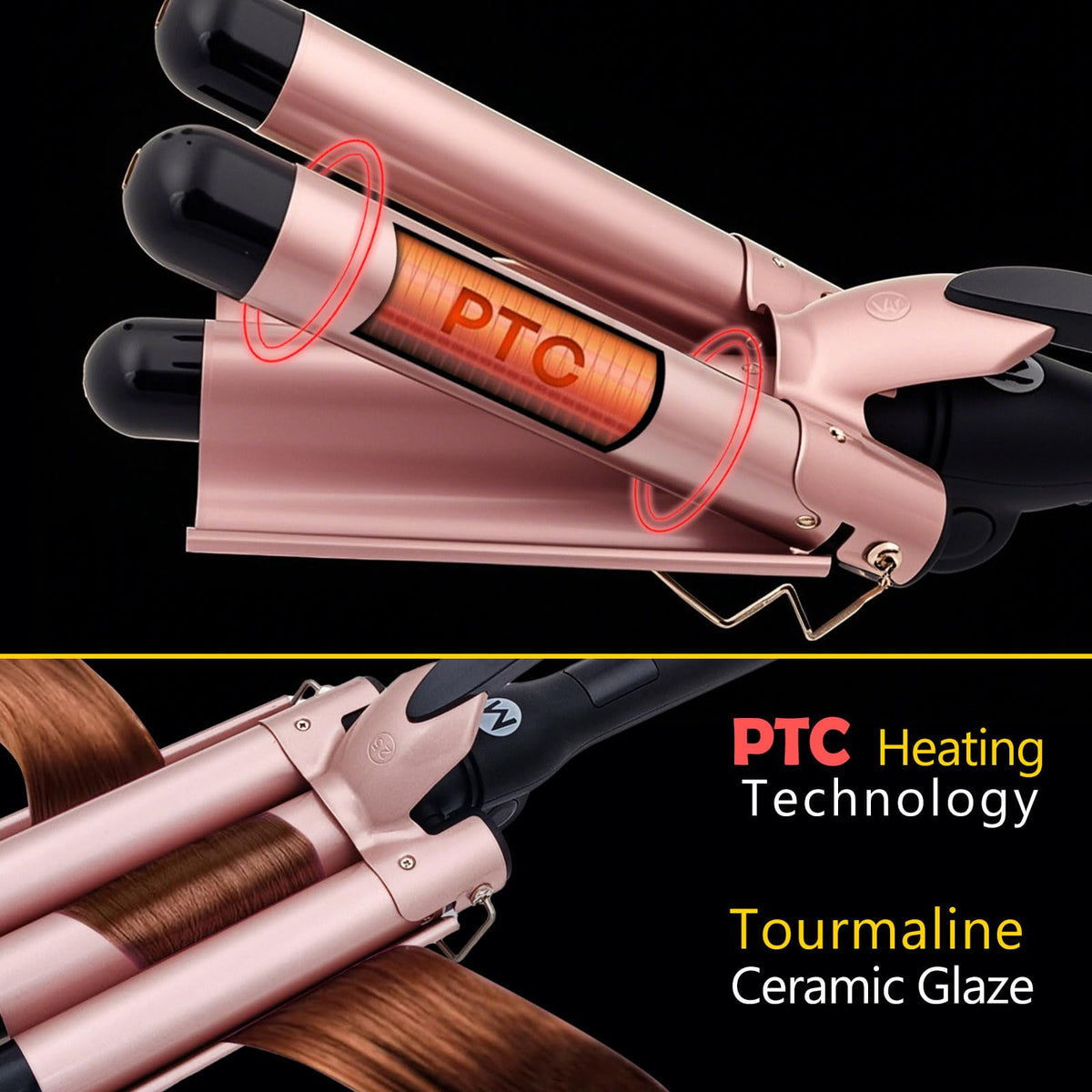 Mistcado 3 Barrel Curling Iron LCD temperature display