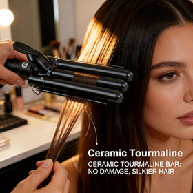 Mistcado 3 Barrel Curling Iron side view showing foldable design