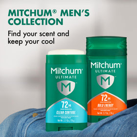 Mitchum 72H Antiperspirant Deodorant on a bathroom shelf