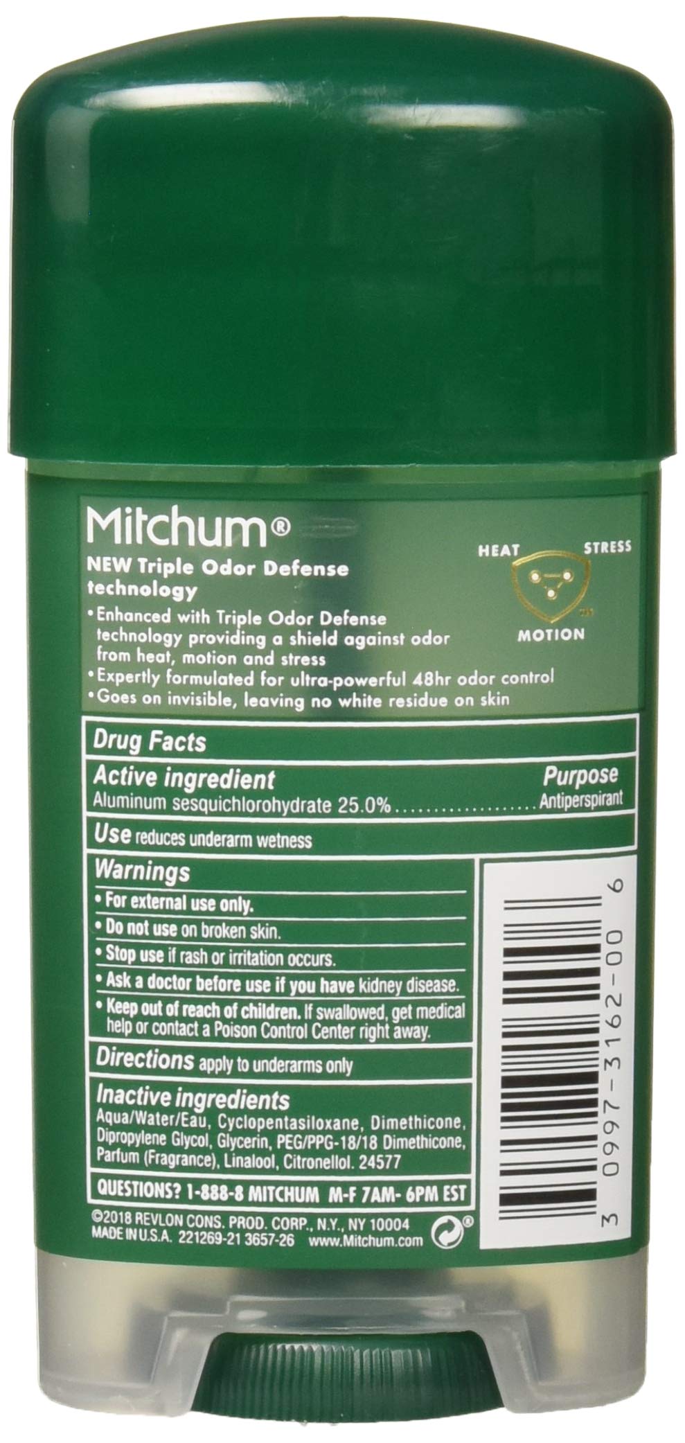 Mitchum Antiperspirant Deodorant Stick packaging and ingredients list