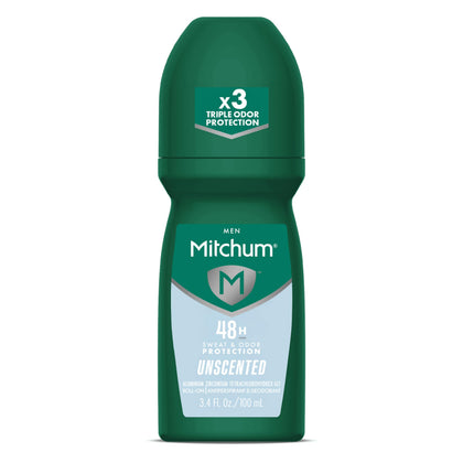 Mitchum Antiperspirant Deodorant Unscented 3.4 oz roll-on packaging