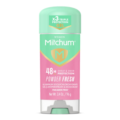 Mitchum Women's Antiperspirant Deodorant Gel Powder Fresh 3.4 oz front view