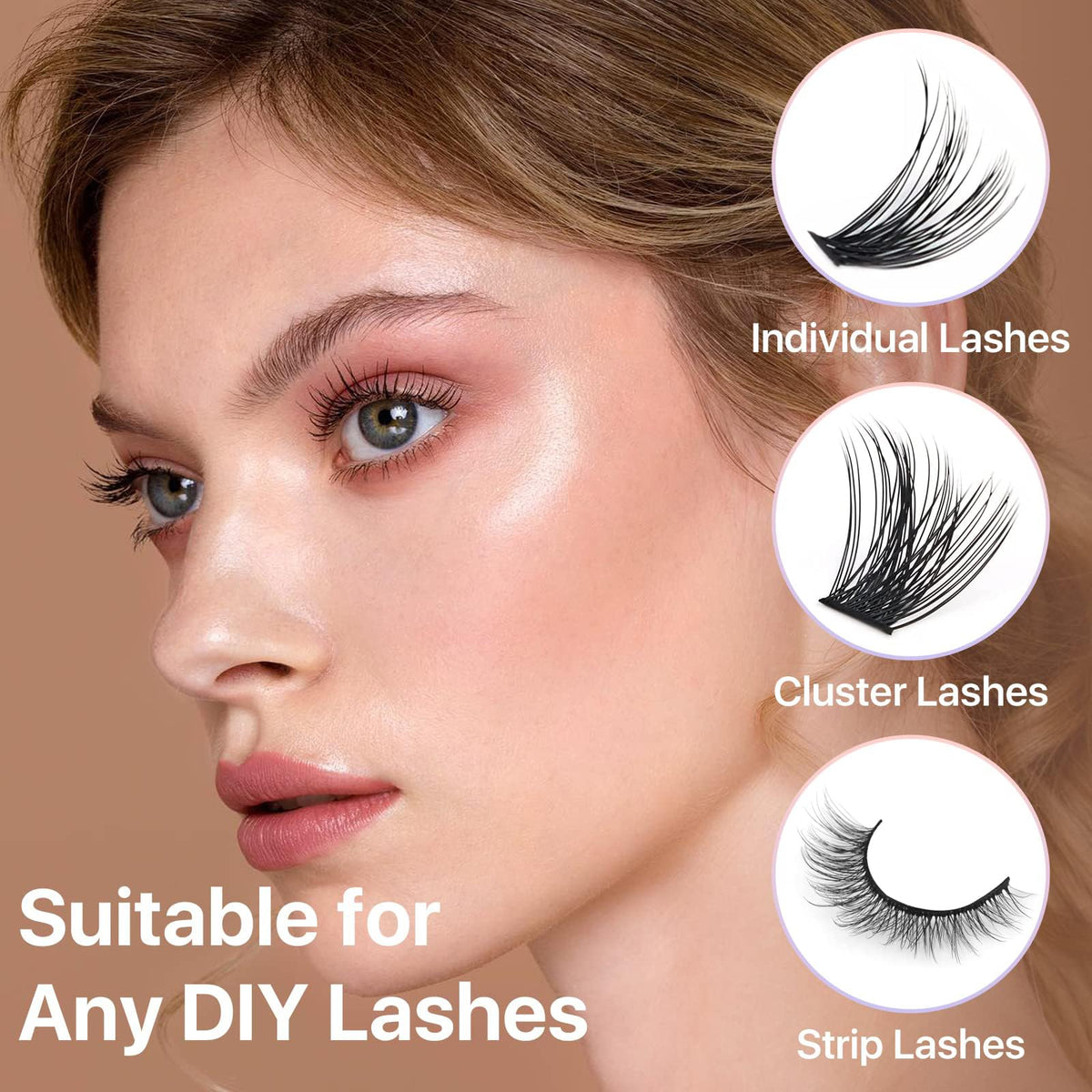 Miuffue Eyelash Glue 18g lifestyle scene with makeup
