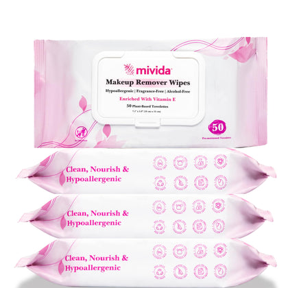 mivida Hypoallergenic Makeup Remover Wipes front view