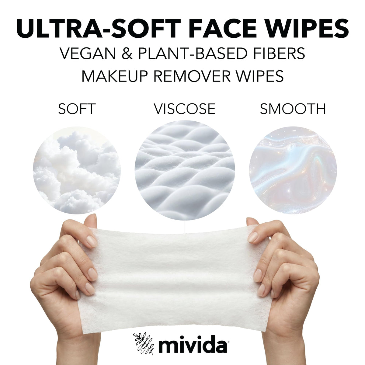 mivida makeup remover wipes back view with ingredients listed