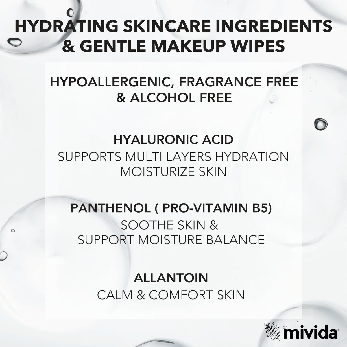 mivida makeup remover wipes close-up of individual wipe