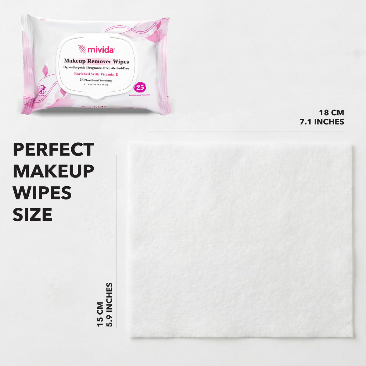 mivida Makeup Remover Wipes close-up of ingredients