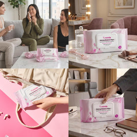 mivida makeup remover wipes displayed with clean skin