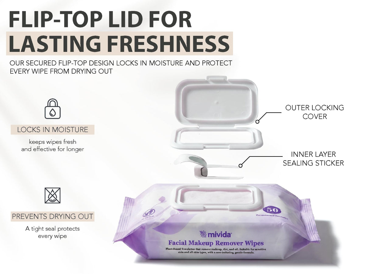 mivida makeup remover wipes showing ingredients list
