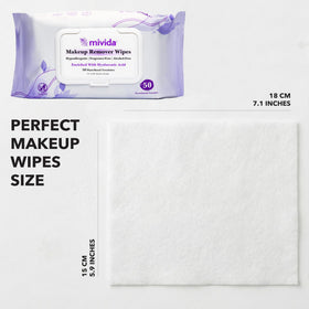 mivida makeup remover wipes stacked on a vanity