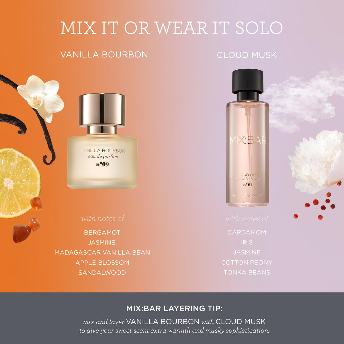 MIX:BAR Cloud Musk Hair & Body Mist 5oz bottle side view