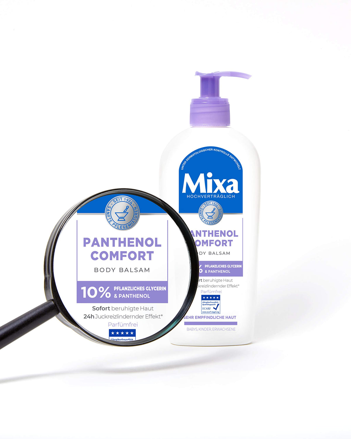 Mixa Panthenol Comfort Body Balm on a bathroom shelf