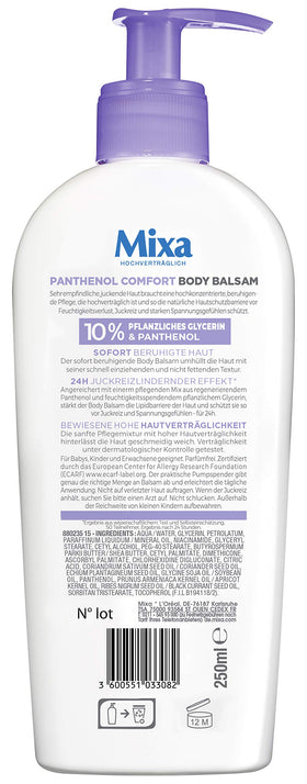 Mixa Panthenol Comfort Body Balm pump dispenser