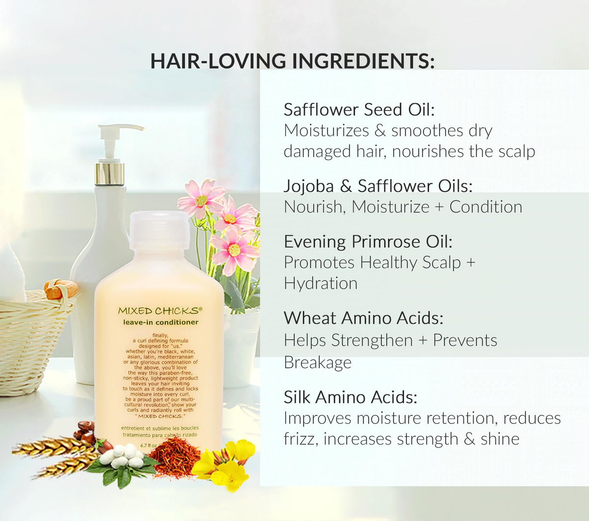 Mixed Chicks Curl Defining Leave-In Conditioner 6.7 fl. oz. application on hair