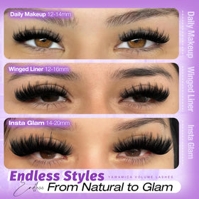 Mixed lengths of Yawamica lash clusters displayed