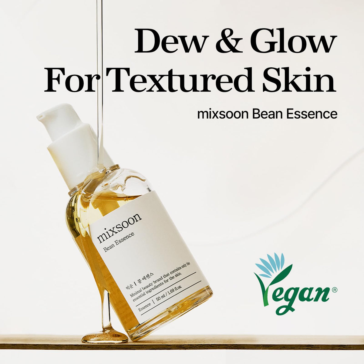 mixsoon Bean Essence and Cream set displayed on a vanity