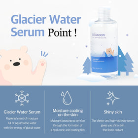 mixsoon Glacier Water Hyaluronic Acid Serum on a cotton pad