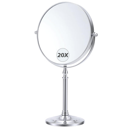 MIYADIVA 20x Magnifying Mirror front view with elegant metal finish