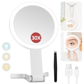MIYADIVA 30X Magnifying Makeup Mirror front view with LED lights