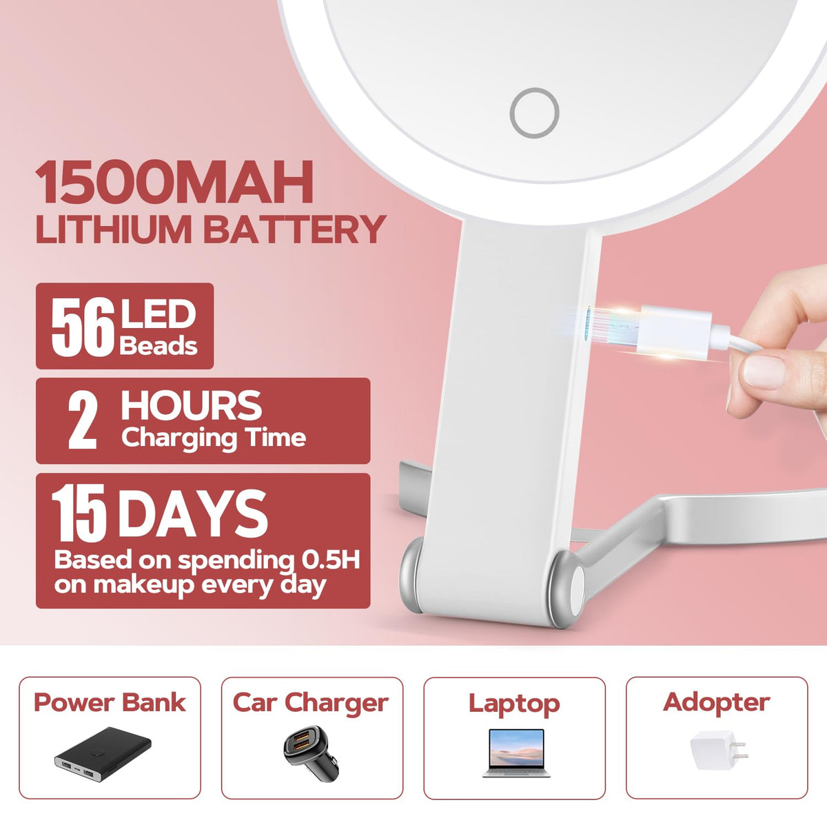 MIYADIVA 30X Magnifying Makeup Mirror with adjustable stand