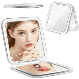 MIYADIVA Compact Mirror front view showing 30X magnifying side