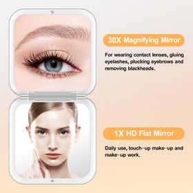 MIYADIVA Compact Mirror open showing 1X and 30X mirrors