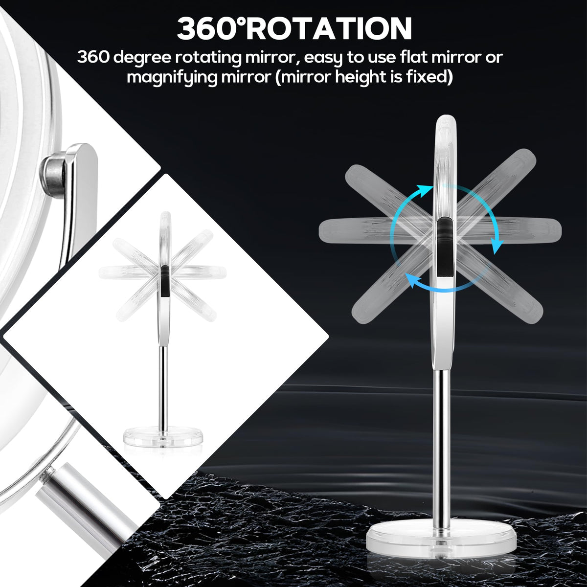 MIYADIVA Makeup Mirror 360° rotation feature demonstration