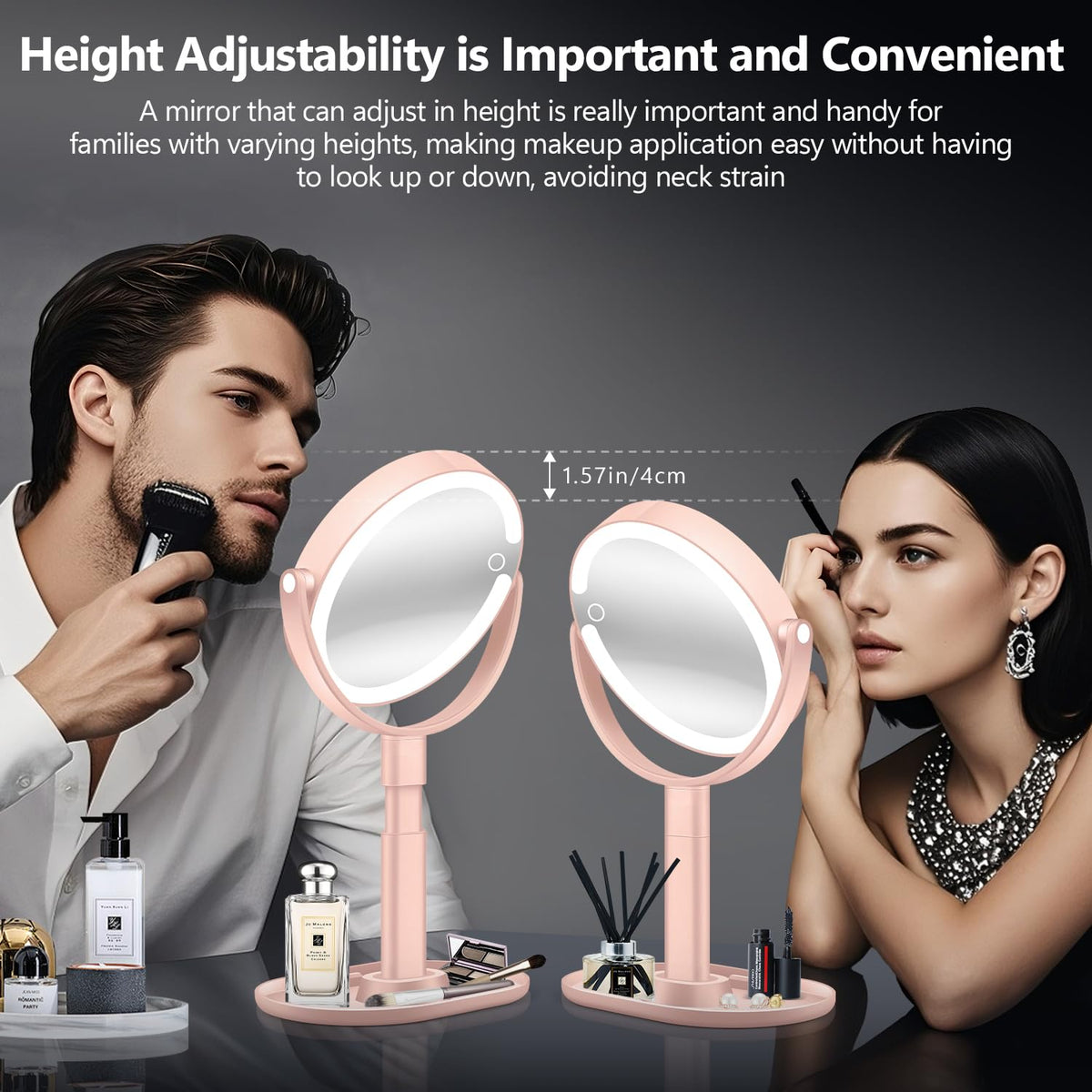 MIYADIVA Makeup Mirror with adjustable brightness settings