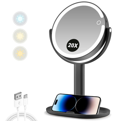 MIYADIVA Makeup Mirror with Lights front view, black