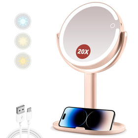 MIYADIVA Makeup Mirror with Lights front view in pink